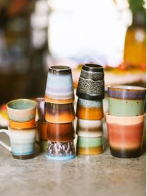Tazas espresso artesanales de cerámica esmaltada 70s, 4 uds., Cerámica, Multicolor, Ø 6 x Al 6 cm, 80 ml