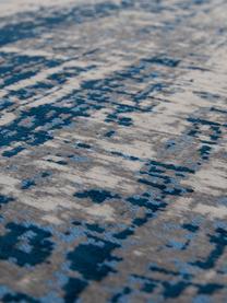 Tappeto di design a pelo corto Griff, Retro: misto cotone, rivestito i, Blu scuro, tonalità grigie, Larg. 80 x Lung. 150 cm (taglia XS)