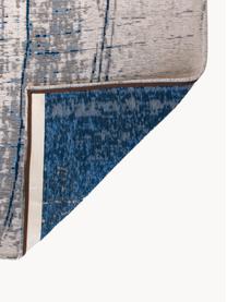Design laagpolig vloerkleed Griff, Bovenzijde: 85% katoen, 15% hoogglanz, Onderzijde: katoenmix, latex coating, Donkerblauw, grijstinten, B 80 x L 150 cm (maat XS)