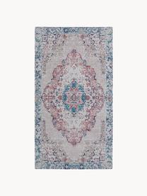 Tapis chenille vintage Avignon, Tons bleus, imprimé, larg. 80 x long. 150 cm (taille XS)