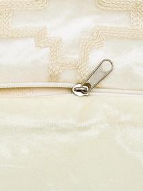 Housse de coussin en velours brodée crème Simone, Velours de polyester, Blanc, larg. 43 x long. 43 cm