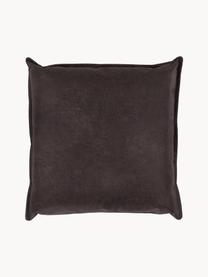 Bankkussen Lennon van gerecycled leer, Bekleding: gerecycled leer (70% leer, Frame: massief hout, multiplex, Poten: kunststof, Leer taupe, B 60 x L 60 cm
