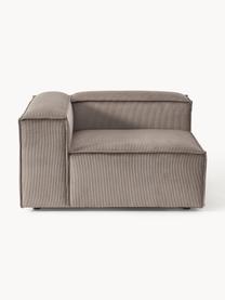 Eckmodul Lennon aus Cord, Bezug: Cord (92 % Polyester, 8 %, Gestell: Massives Kiefernholz, Spe, Füße: Kunststoff Dieses Produkt, Cord Taupe, B 119 x T 119 cm, Eckteil links