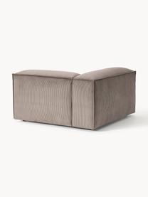 Eckmodul Lennon aus Cord, Bezug: Cord (92 % Polyester, 8 %, Gestell: Massives Kiefernholz, Spe, Füße: Kunststoff Dieses Produkt, Cord Taupe, B 119 x T 119 cm, Eckteil links