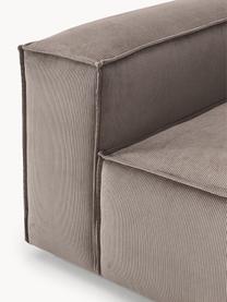 Eckmodul Lennon aus Cord, Bezug: Cord (92 % Polyester, 8 %, Gestell: Massives Kiefernholz, Spe, Füße: Kunststoff Dieses Produkt, Cord Taupe, B 119 x T 119 cm, Eckteil links