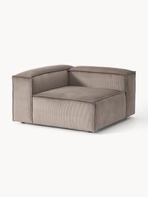 Eckmodul Lennon aus Cord, Bezug: Cord (92 % Polyester, 8 %, Gestell: Massives Kiefernholz, Spe, Füße: Kunststoff Dieses Produkt, Cord Taupe, B 119 x T 119 cm, Eckteil links