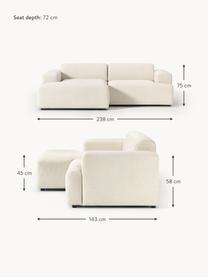 Ecksofa Melva (3-Sitzer), Bezug: 100 % Polyester Der strap, Gestell: Massives Kiefern- und Fic, Webstoff Off White, B 238 x T 143 cm, Eckteil links