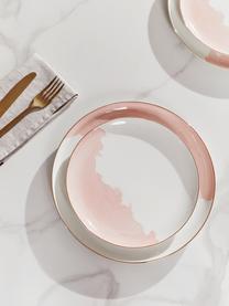 Talerz deserowy z porcelany Rosie, 2 szt., Porcelana, Biały, blady różowy, Ø 21 x W 2 cm