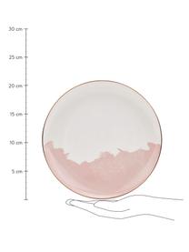 Assiette à dessert avec motif abstrait et rebord doré Rosie, 2 pièces, Porcelaine, Blanc, rose, Ø 21 x haut. 2 cm