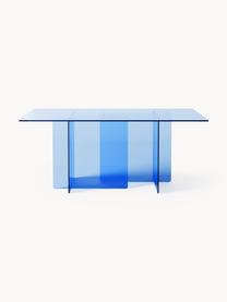 Table de salle à manger en verre Anouk, 180 x 90 cm, Verre, Bleu, larg. 180 x haut. 90 cm