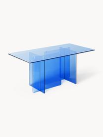 Table de salle à manger en verre Anouk, 180 x 90 cm, Verre, Bleu, larg. 180 x haut. 90 cm