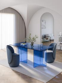 Glazen eettafel Anouk, 180 x 90 cm, Glas, Blauw, B 180 x D 90 cm