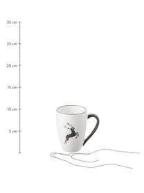 Taza de té artesanal Gourmet Grauer Hirsch, Cerámica, Gris, blanco, 300 ml