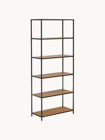 Estantería alta Seaford, Estantes: tablero de fibras de dens, Estructura: metal con pintura en polv, Beige en aspecto madera, negro, An 77 x Al 185 cm