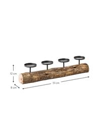 Kerzenhalter Tempe aus Holz, Metall, Holz, Dunkles Holz, Schwarz, L 51 x B 8 x H 12 cm