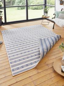 Dubbelzijdig in- en outdoor vloerkleed Fiji in blauw/crèmekleur, 100% polypropyleen, Blauw, crèmekleurig, B 80 x L 150 cm (maat XS)