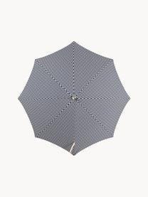 Buigbare parasol Retro met franjes, Ø 180 cm, Frame: gelamineerd hout, Franjes: katoen, Donkerblauw, crèmewit, Ø 180 x H 230 cm