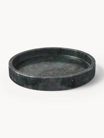 Rundes Deko-Tablett Venice aus Marmor, Marmor, Dunkelgrün, marmoriert, Ø 25 cm