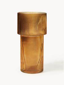 Glas-Vase Lija mit geriffelter Oberfläche, Glas, Orange, Ø 14 x H 30 cm