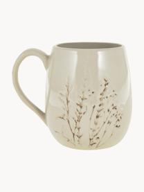 Handgemachte Tasse Bea mit Gräser-Motiv, Steingut, Hellbeige, Ø 10 x H 11 cm, 400 ml