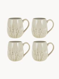 Tasse artisanale à motif botanique Bea, Grès cérame, Beige clair, Ø 10 x haut. 11 cm, 400 ml