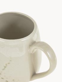 Tasse artisanale à motif botanique Bea, Grès cérame, Beige clair, Ø 10 x haut. 11 cm, 400 ml