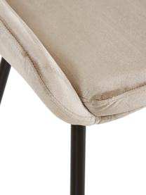 Fluwelen stoelen East Side, 2 stuks, Bekleding: polyester fluweel, Frame: gefineerd grenenhout, nat, Poten: gepoedercoat metaal, Bekleding: champagnekleurig. Poten: mat zwart, B 52 x D 59 cm