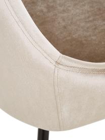 Samt-Stühle East Side, 2 Stück, Bezug: Polyestersamt, Korpus: Furnierschichtholz, natur, Beine: Metall, pulverbeschichtet, Samt Beige, Beine Schwarz, B 52 x T 59 cm