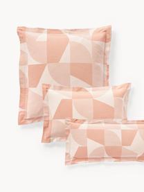 Baumwoll-Kopfkissenbezug Elinor mit geometrischem Muster, Webart: Jacquard Fadendichte 190 , Peachtöne, B 40 x L 80 cm