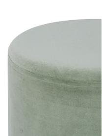 Pouf en velours Haven, Velours vert sauge, pieds dorés, ∅ 38 x haut. 45 cm