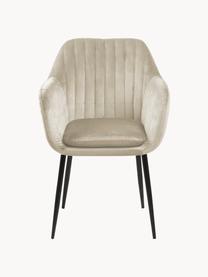 Chaise rembourrée en velours Emilia, Velours beige, pieds noirs, larg. 57 x prof. 59 cm