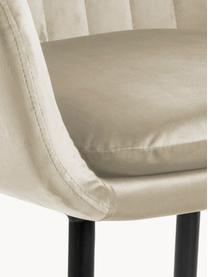 Zamatová stolička s opierkami a kovovými nohami Emilia, Zamatová béžová, čierna, Š 57 x H 59 cm