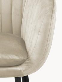 Fluwelen armstoel Emilia met metalen poten, Bekleding: polyester fluweel Met 25., Poten: gelakt metaal, Fluweel beige, zwart, B 57 x D 59 cm