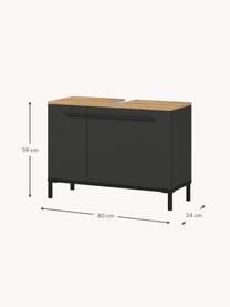 Bad-Unterschrank Elisa, B 80 cm, Oberfläche: Spanplatte mit Melaminhar, Korpus: Spanplatte, melaminbeschi, Anthrazit, Helles Holz, B 80 x H 59 cm