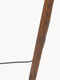 Scandi tripod vloerlamp Jake van massief hout met fluwelen lampenkap, Lampenkap: fluweel, Lampvoet: essenhout, FSC-gecertific, Lichtbruin, bruin, H 150cm