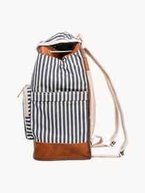 Kühlrucksack Retro, 50 % Baumwolle, 25 % Polyester, 25 % PVC, Dunkelblau, Weiss, Braun, B 45 x H 30 cm