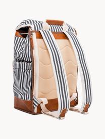 Kühlrucksack Retro, 50 % Baumwolle, 25 % Polyester, 25 % PVC, Dunkelblau, Weiss, Braun, B 45 x H 30 cm