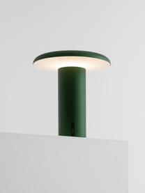 Malá přenosná stolní LED lampa Takku, stmívatelná, Potažený kov, Tmavě zelená, Š 18 cm, V 19 cm