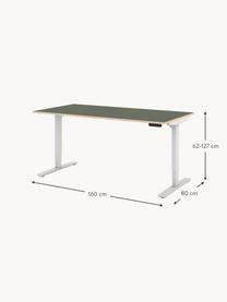 Höhenverstellbarer Schreibtisch Y-Line, Gestell: Metall, pulverbeschichtet, Tischplatte: Spanplatte, melaminharzbe, Olivgrün, Weiß, B 160 x T 80 cm