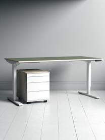 Höhenverstellbarer Schreibtisch Y-Line, Gestell: Metall, pulverbeschichtet, Tischplatte: Spanplatte, melaminharzbe, Olivgrün, Weiß, B 160 x T 80 cm