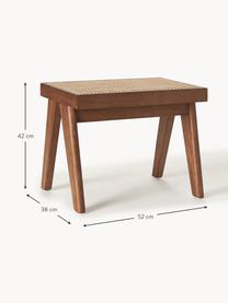 Tabouret en cannage Sissi, Bois de chêne foncé, cannage beige clair, larg. 52 x haut. 42 cm