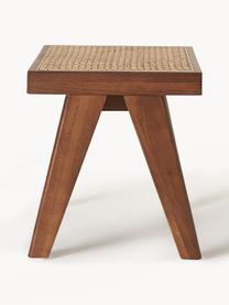 Taburete con tejido vienés Sissi, Estructura: madera de roble, Asiento: ratán Este producto está , Madera de roble oscura, beige claro, An 52 x Al 42 cm