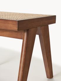 Taburete con tejido vienés Sissi, Estructura: madera de roble, Asiento: ratán Este producto está , Madera de roble oscura, beige claro, An 52 x Al 42 cm