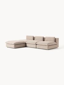 Modulares XL-Ecksofa Felix mit Hocker, Bezug: 100 % Polyester Der strap, Gestell: Massives Kiefern- und Fic, Webstoff Beige, B 300 x T 250 cm