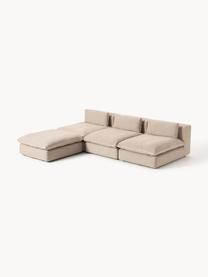 Modulares XL-Ecksofa Felix mit Hocker, Bezug: 100 % Polyester Der strap, Gestell: Massives Kiefern- und Fic, Füße: Kunststoff Dieses Produkt, Webstoff Beige, B 300 x T 250 cm