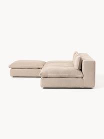 Modulares XL-Ecksofa Felix mit Hocker, Bezug: 100 % Polyester Der strap, Gestell: Massives Kiefern- und Fic, Webstoff Beige, B 300 x T 250 cm