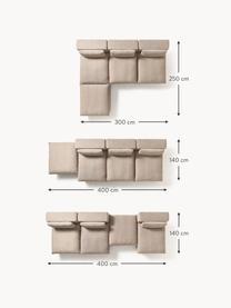 Modulares XL-Ecksofa Felix mit Hocker, Bezug: 100 % Polyester Der strap, Gestell: Massives Kiefern- und Fic, Füße: Kunststoff Dieses Produkt, Webstoff Beige, B 300 x T 250 cm