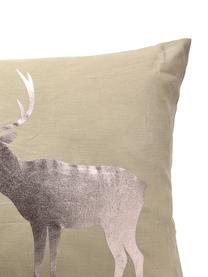 Housse de coussin imprimé cerf Forrest, Beige, bronze