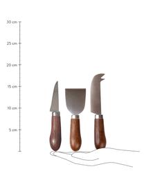 Kaasmessenset Astrid met handvatten van wengéhout, 3-delig, Mes: metaal, Zilverkleurige wengéhout, Set met verschillende formaten