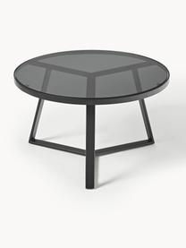 Ronde salontafel Fortunata, Tafelblad: glas, gehard, Frame: geborsteld metaal, Transparant, zwart, Ø 70 x H 40 cm